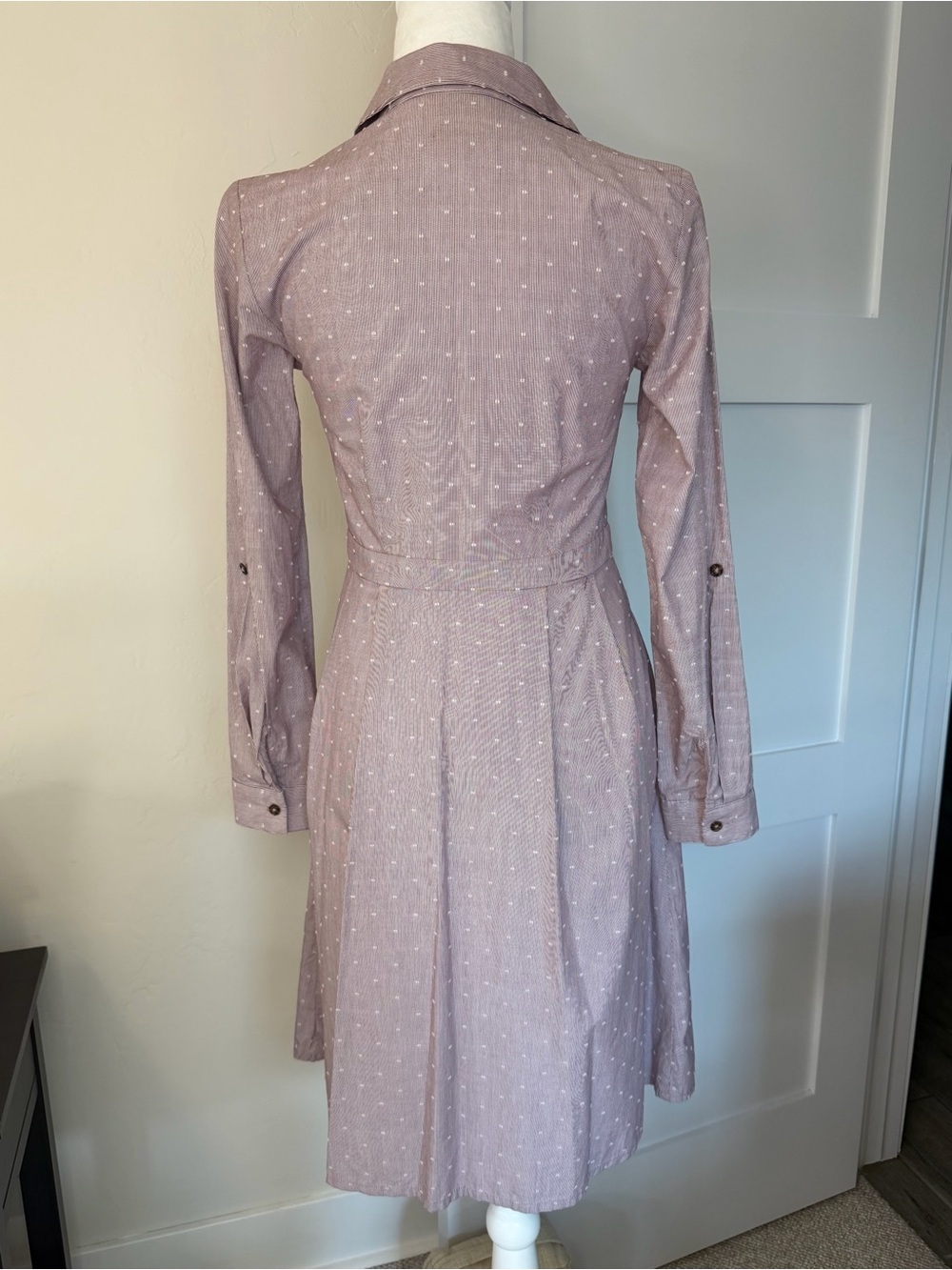 ModCloth Dusty Mauve Button-Front Long Sleeve Collared Shirt Dress - Picture 10 of 10